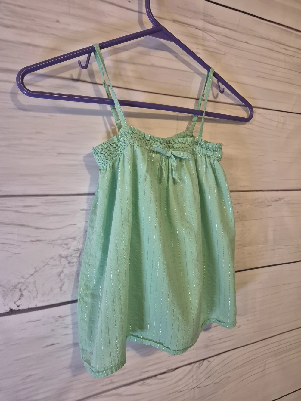 GAP Kids Green Elastic Stretch Top with Metallic Stripes Y2K Size XS 4/5